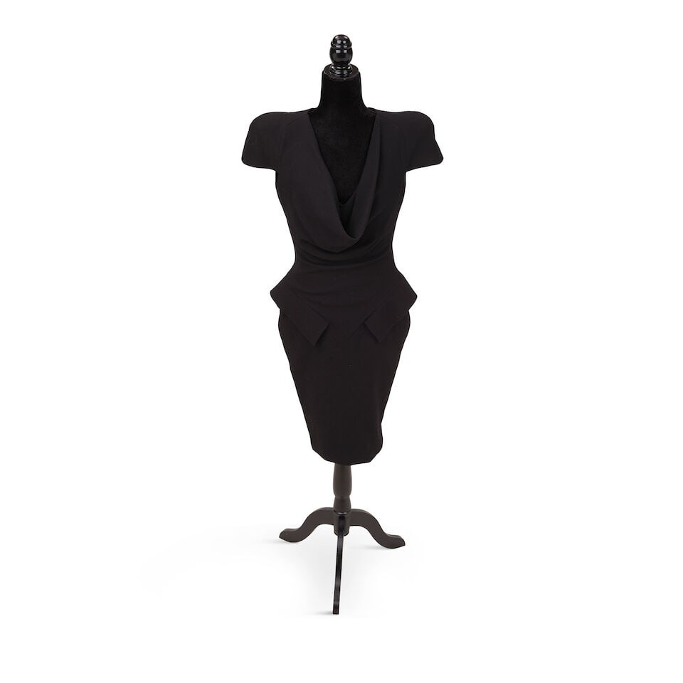 TWO ALEXANDER MCQUEEN BLACK STRUCTURAL WOOL COATS AND A DRESS Alexander McQueen, 'Horn of Plenty... - 2