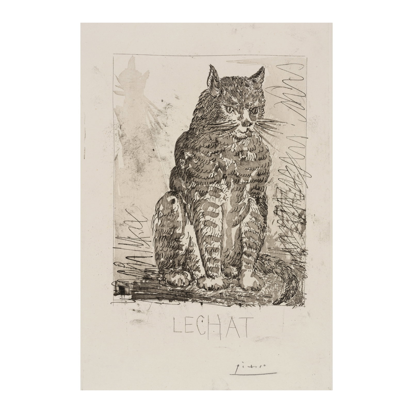 Pablo Picasso (1881-1973); Le Chat, from Histoire Naturelle;: Pablo Picasso (1881-1973) Le Chat, from Histoire Naturelle (Bloch 333, Baer 580, Cramer bk. 37), 1942 etching with aquatint and drypoint on Montval laid paper, signed in pencil, from the edition of 47