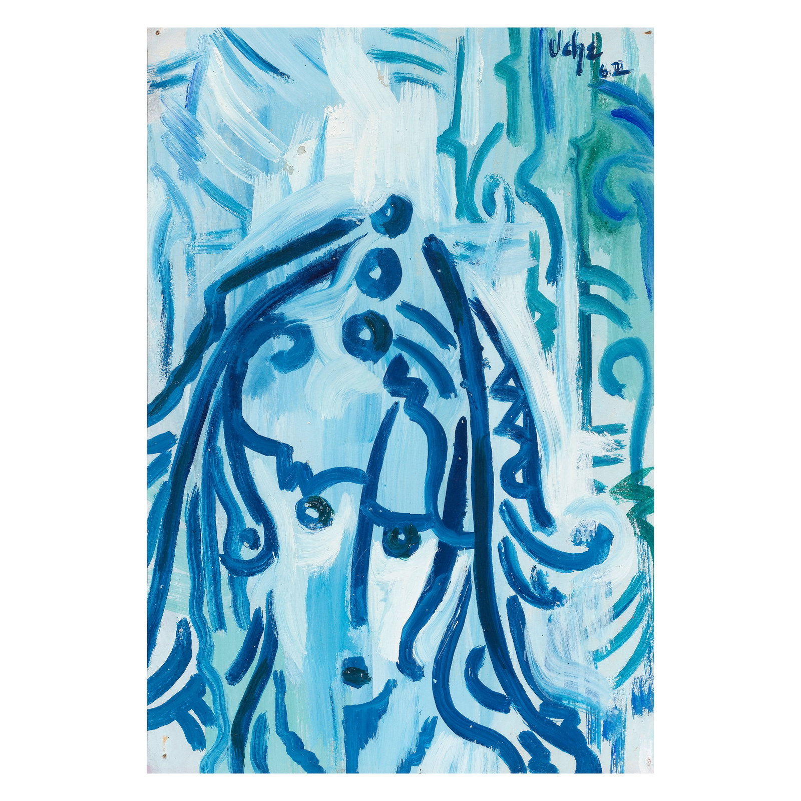 Prof. Christopher Uchefuna 'Uche' Okeke (Nigerian, 1933-2016) Head of a Girl: Prof. Christopher Uchefuna 'Uche' Okeke (Nigerian, 1933-2016) Head of a Girl signed and dated 'Uche 62' (upper right) gouache on paper 27 x 18.5cm (10 5/8 x 7 5/16in). Footnotes: Provenance Acquired d