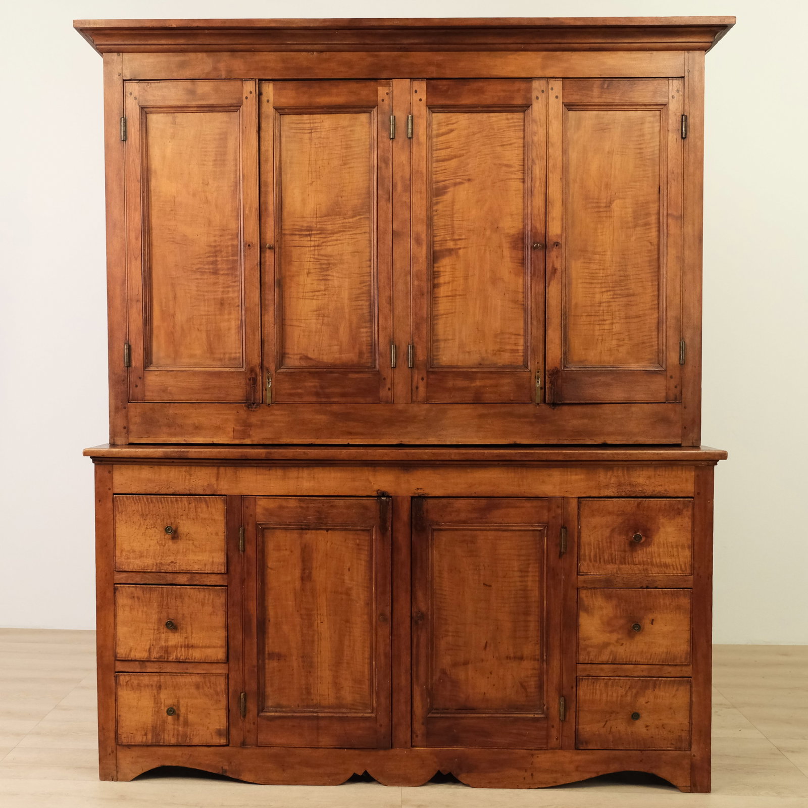 Mid-Atlantic Maple and Walnut Stepback Cupboard, c. Early 19th Century (1 of 2)