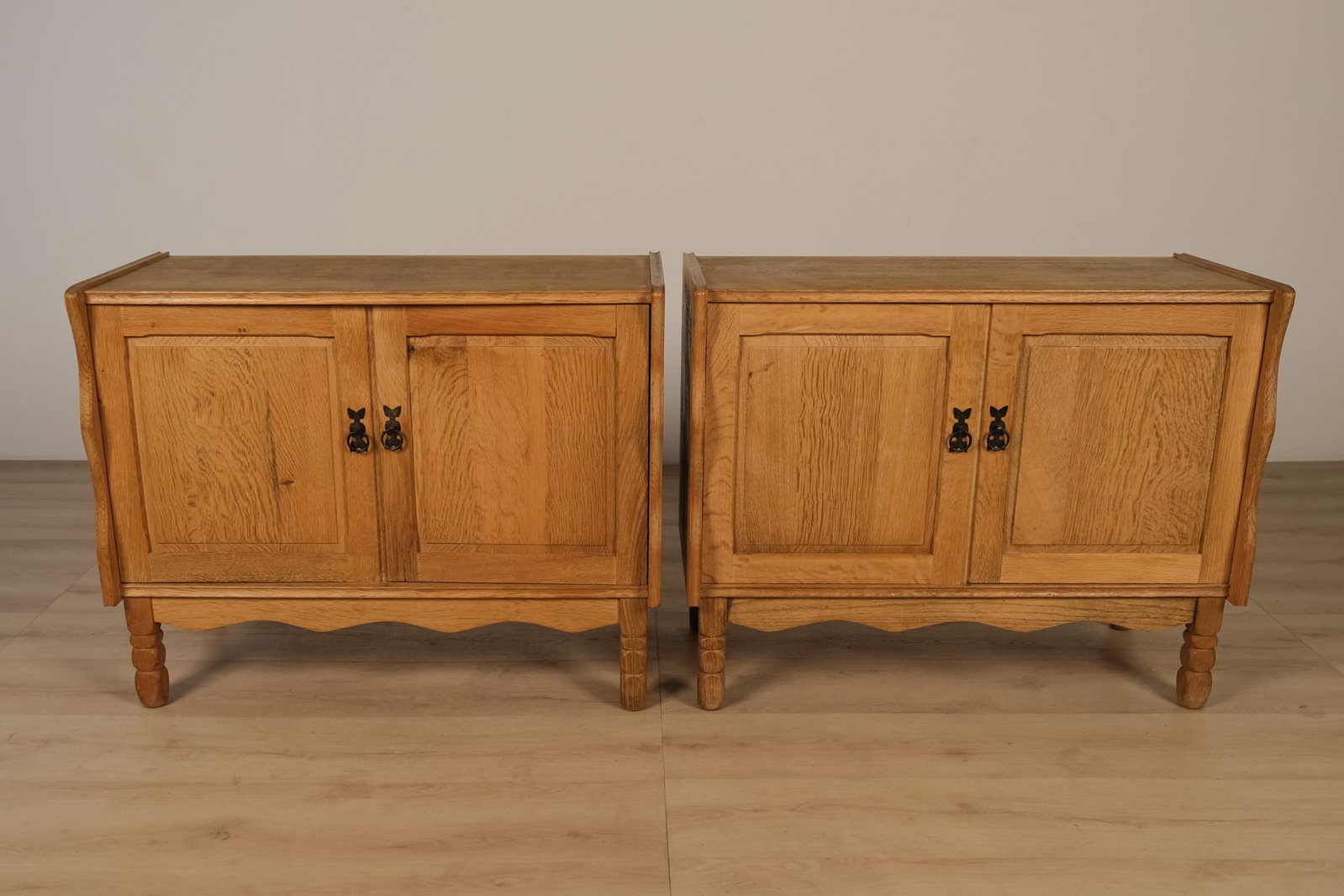Pair of Henning Kjaernulf Style Oak Cabinets (1 of 3)