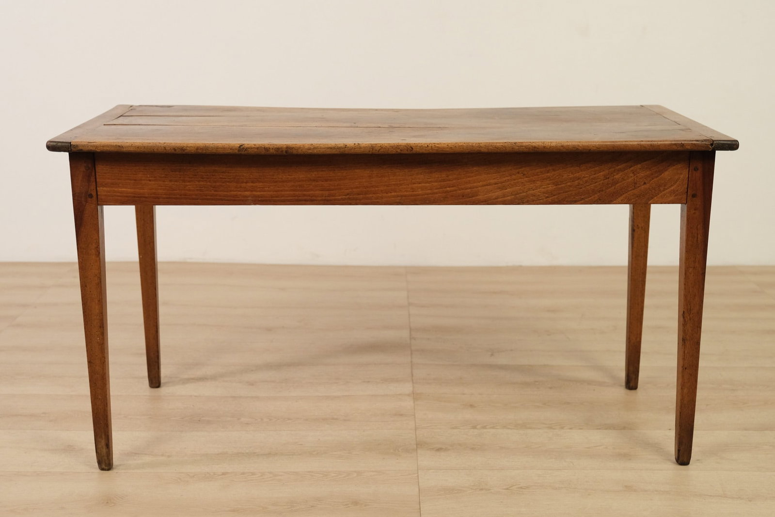 Rustic Walnut Patinated Work Table with Drawer - 2