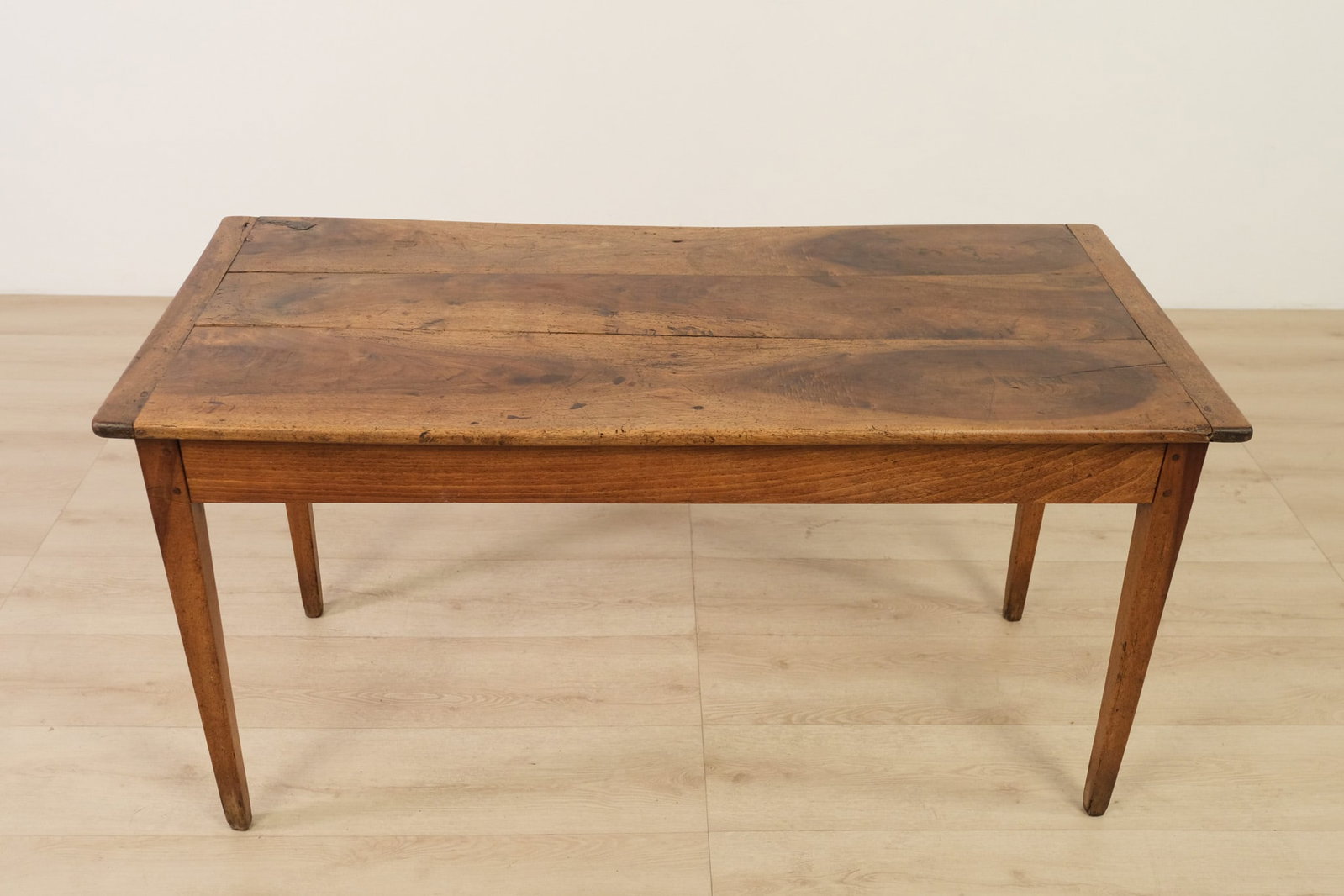 Rustic Walnut Patinated Work Table with Drawer - 3