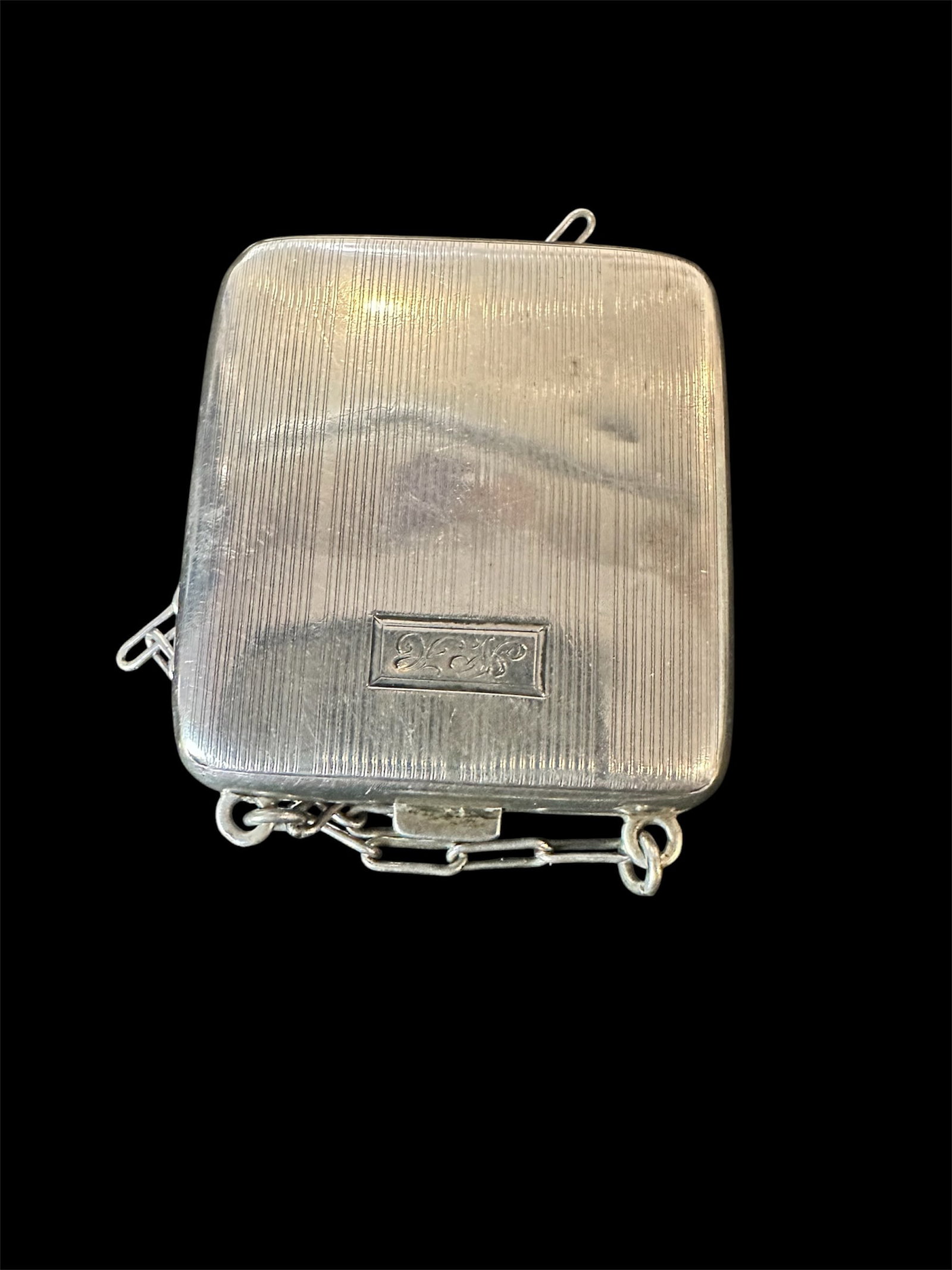 Vintage silver coin purse: Vintage sterling silver coin purse with chain and engraved monograms