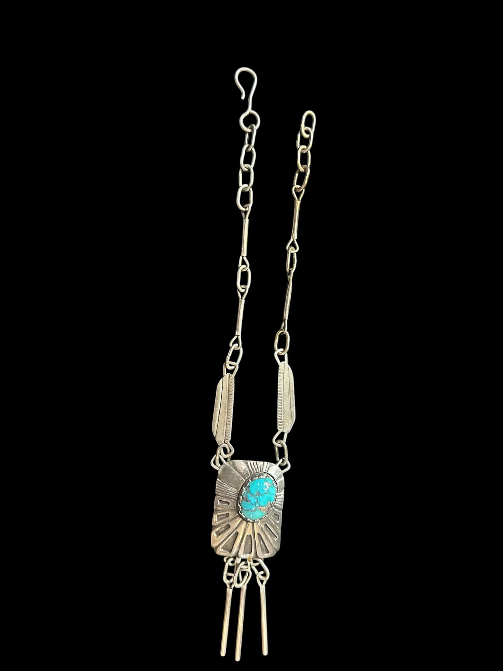 Beautiful Navajo necklace: Sterling silver and turquoise necklace by Navajo artist Cippy Crazy Horse.