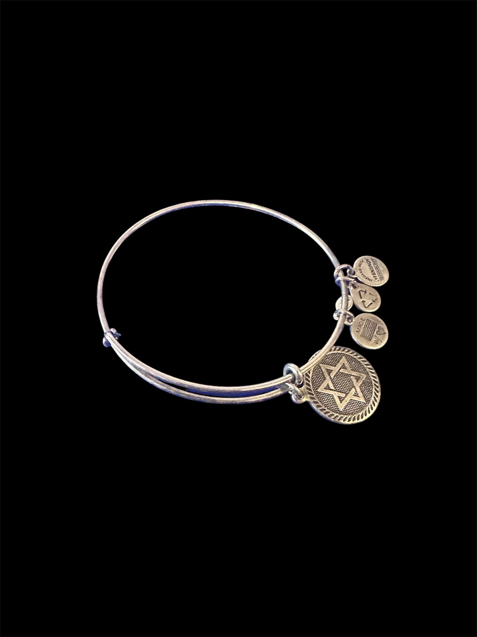 Sterling Silver bangle w/ Star of David charm (1 of 1)
