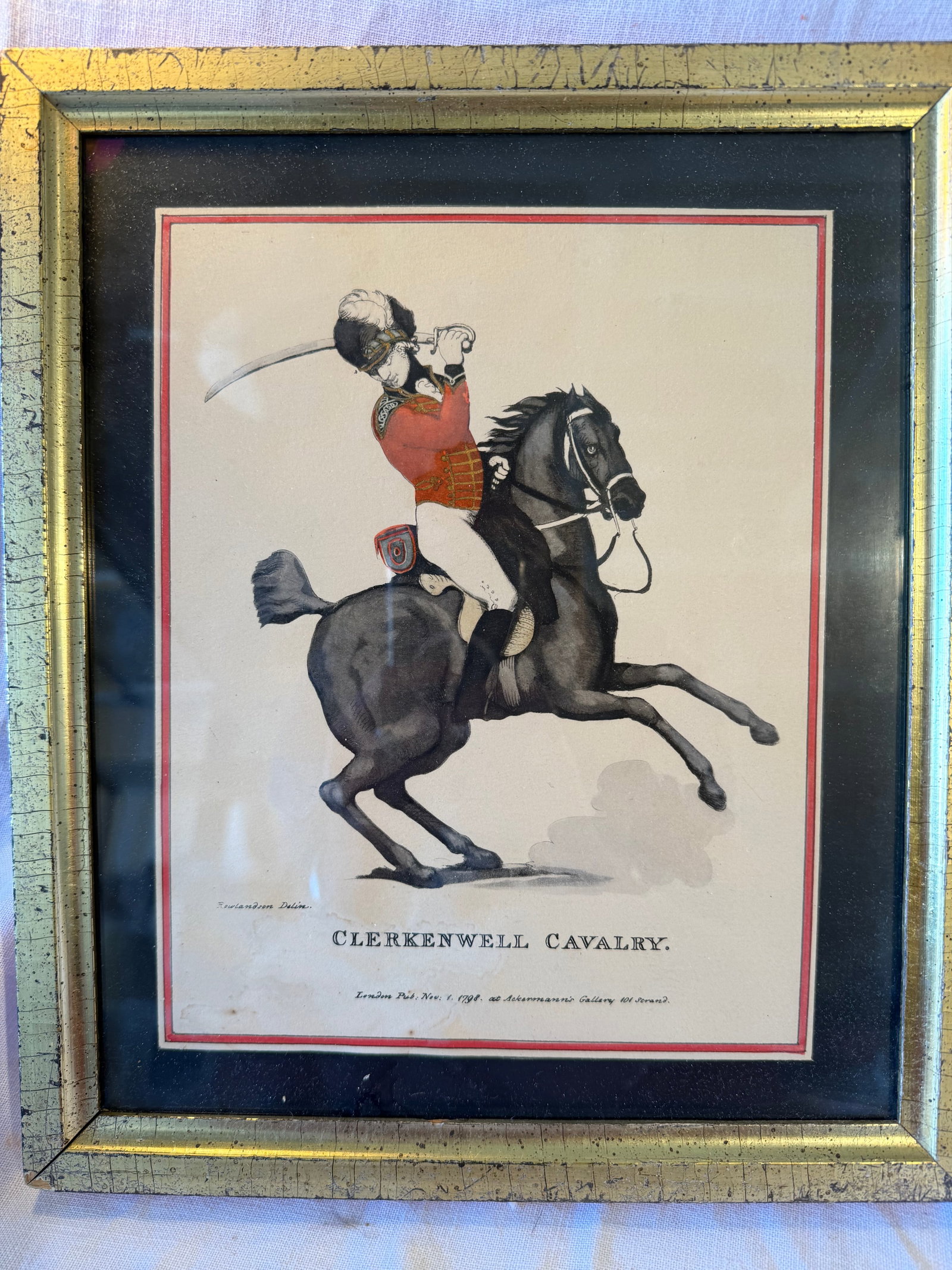 4 Antique Hand Colored Prints: 13.25in x 11.25in