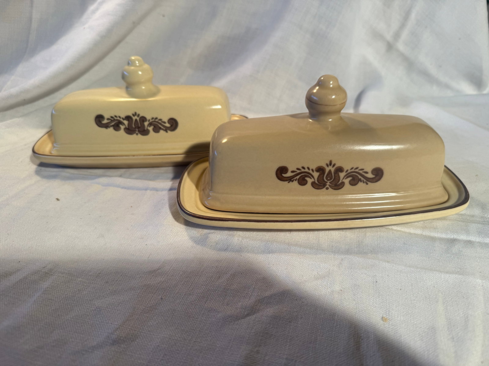 Pfaltzgraff Butter Dishes: 2 pieces, one slightly worn