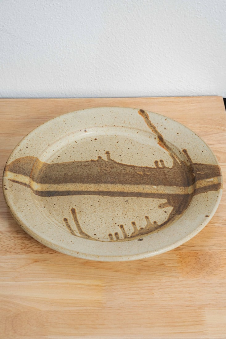 Stoneware Plate, Zoeller: Presenting a stoneware plate by Zoeller, a hand-crafted work in the American studio pottery tradition whose honest material qualities and skilled execution speak to the enduring vitality of