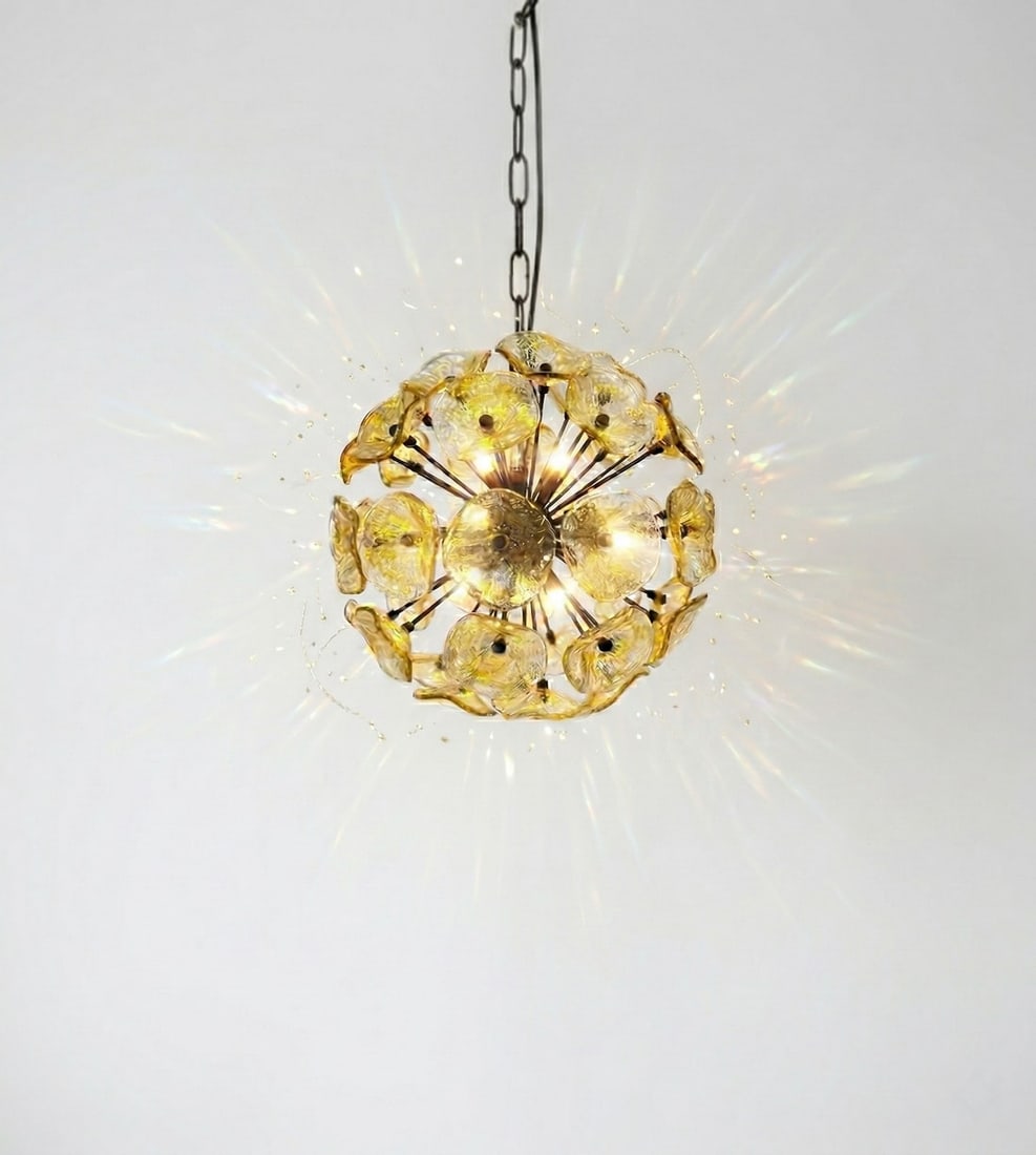 Murano "Sputnik" Glass Disc Pendent Chandelier, Yellow (1 of 4)