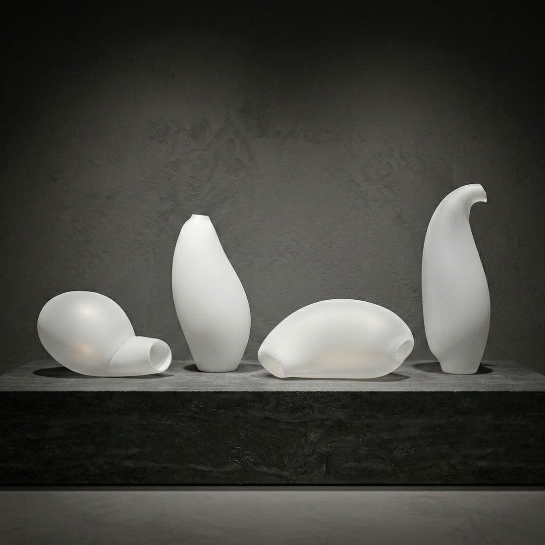 Jeremy Wintrebert. Tao sculptures, set of four. Hand-blown Glass. Signed by artist: Jeremy Wintrebert, French-American artist, an internationally acclaimed glass blower known for large-scale illuminated sculptures and installations. Highly collectible contemporary sculptural pieces,