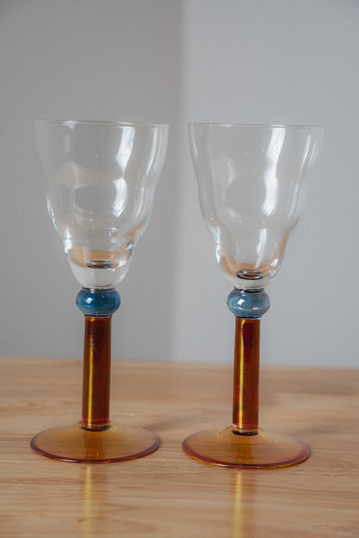 Sasaki Andoas Wine Glasses, Pair (1990s) (1 of 3)