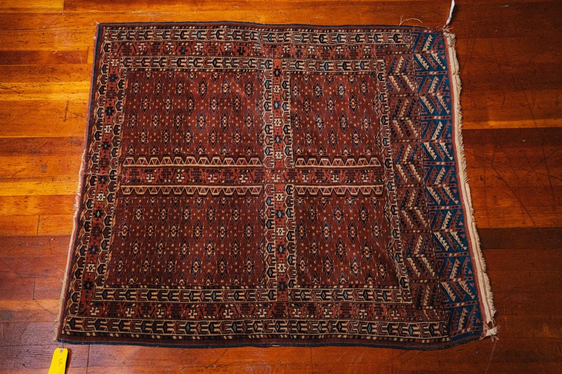 Yomud Turkmen Ensi, Door Rug, Turkmenistan, ca. 1900, 4'5" x 5'1" (1 of 5)