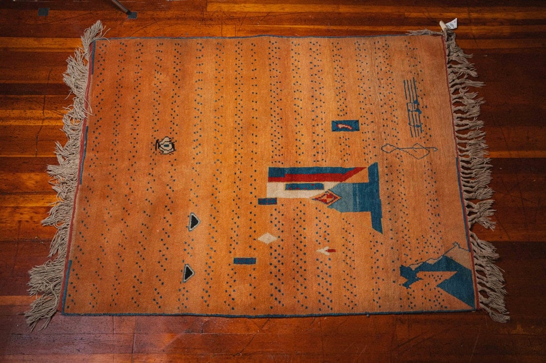 Gabbeh Style Turkish Rug, ca. 1975, 4'8" x 6'1": Presenting a Gabbeh-style rug from Turkey, dating to circa 1975, measuring 4’8' x 6’1'. Inspired by the traditional Gabbeh rugs of the Persian and Iranian highlands, this Turkish interpretation