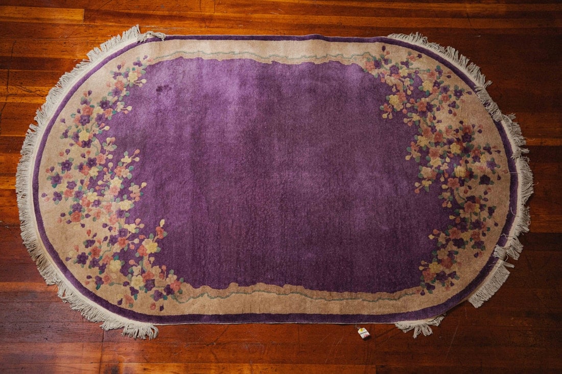 Art Deco Chinese Oval Rug, ca. 1940 (1 of 3)