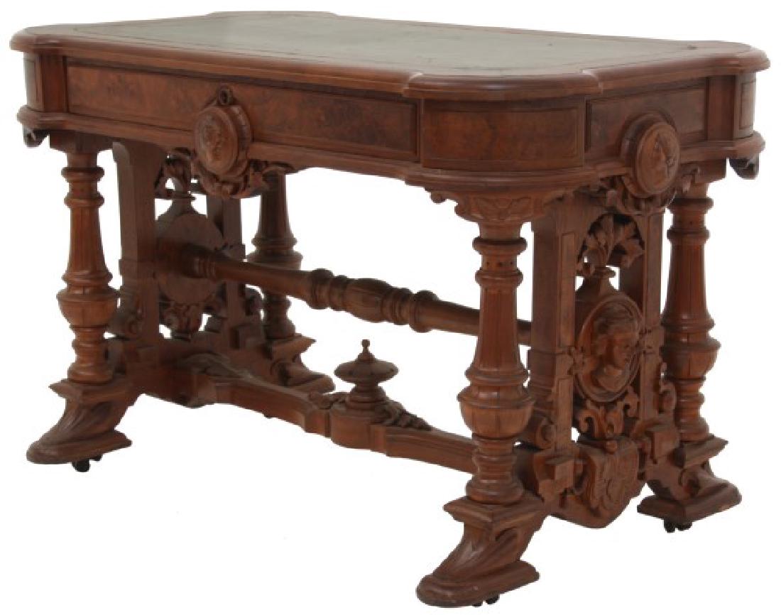 Carved Walnut Library Table Attr: Thos. Brooks (1 of 10)