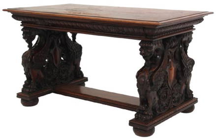 Attr: Horner Oak Winged Griffin Partners Desk (1 of 10)