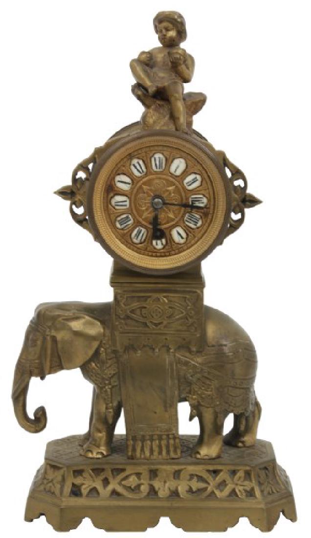 French Bonze Elephant Desk Clock (1 of 10)