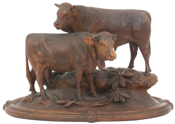Figural Carved Black Forest Cows (1 of 9)