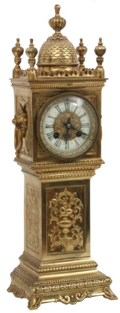 Gilt Bronze Miniature Grandfather Mantle Clock (1 of 10)