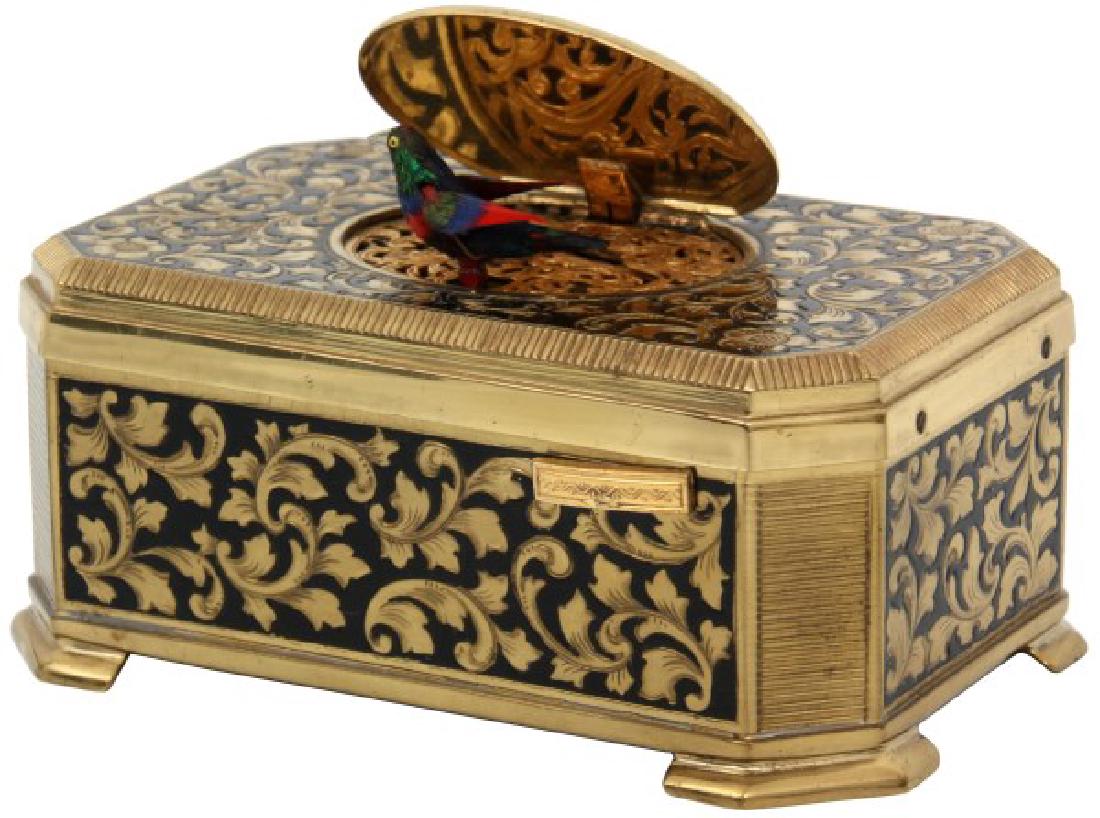 Gilt Brass & Enamel Animated Bird Box (1 of 10)