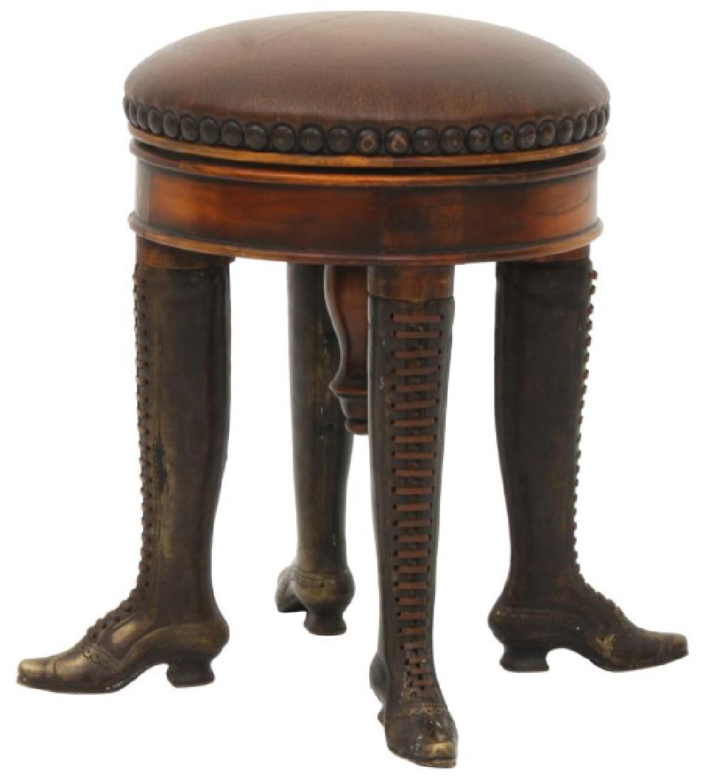 Unusual Brass & Walnut Organ Stool (1 of 8)