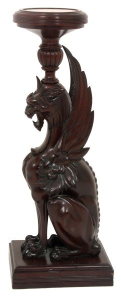 Carved Winged Griffin Onyx Top Plant Stand (1 of 10)