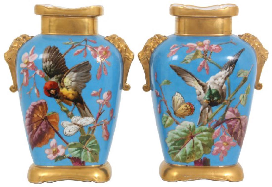 Pr. Quality Hand Painted Porcelain Bird Vases (1 of 10)