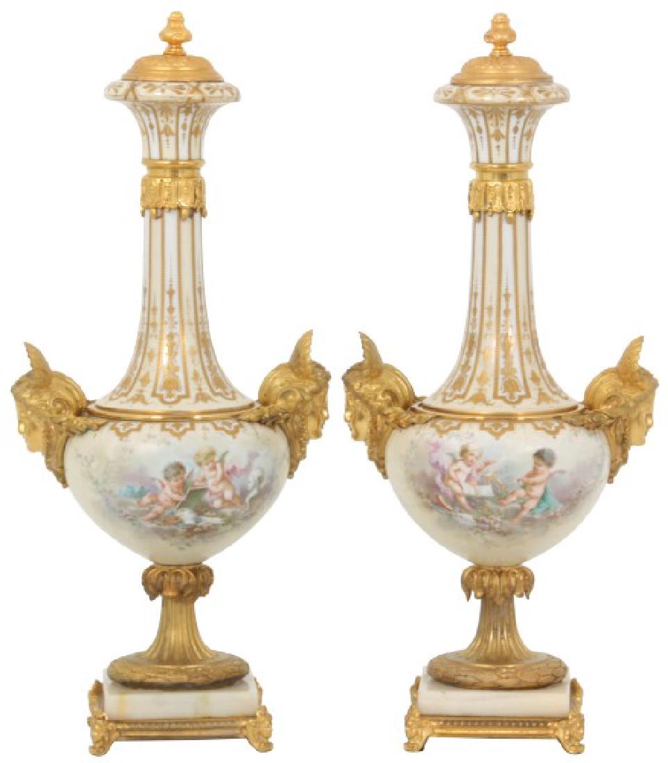 Pr. Bronze Mounted Porcelain Urns (1 of 10)