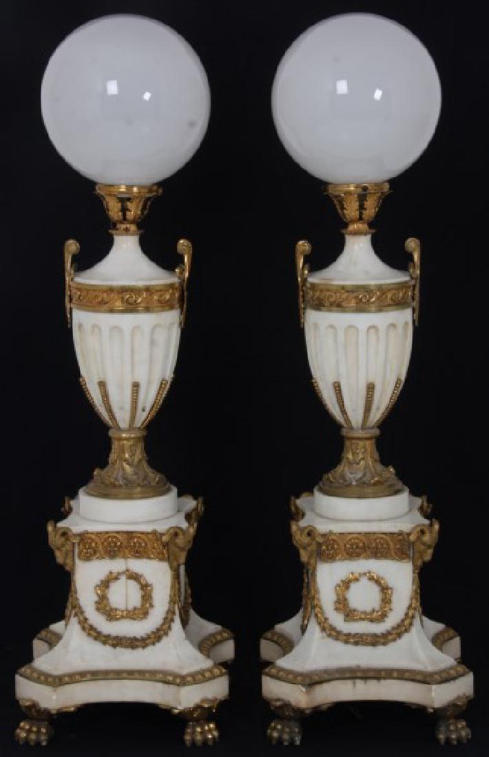 Lampe Antique Japonaise Verte En Marbre Et Bronze - Style Banquier (occasion)