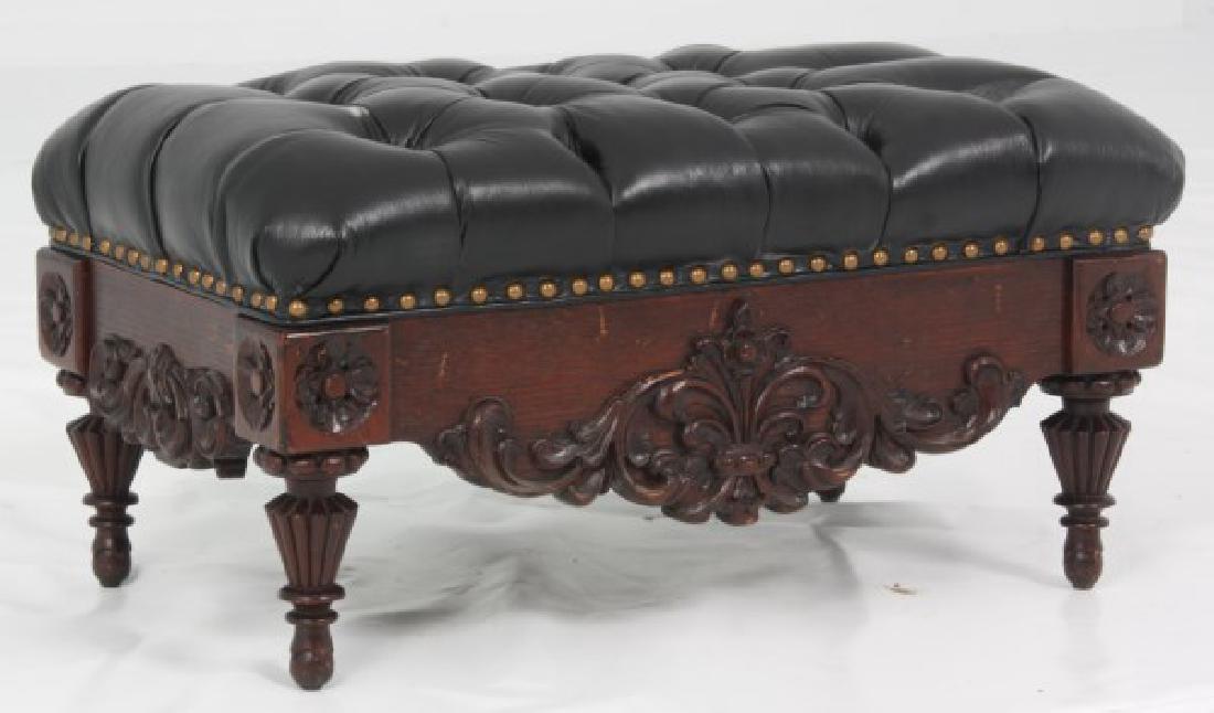 American Carved Oak Ottoman (1 of 8)