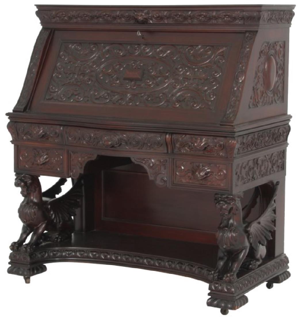 R.J. Horner Winged Griffin Drop Front Desk (1 of 10)