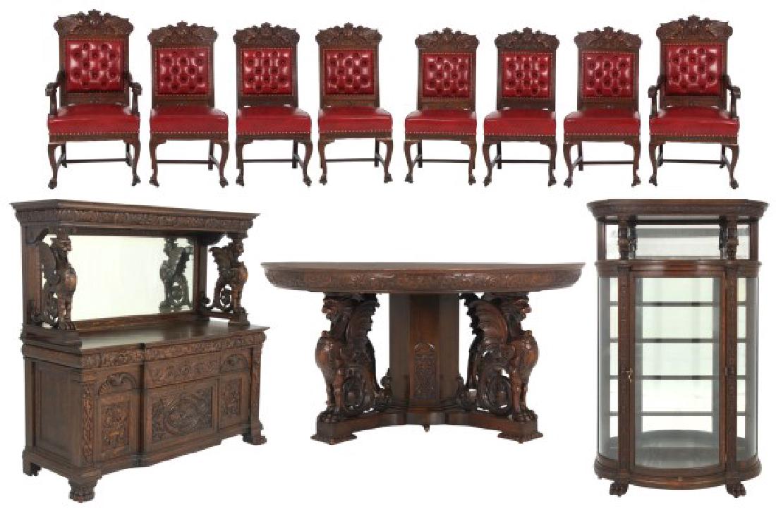 R.J. Horner Oak Winged Griffin Dining Set (1 of 10)