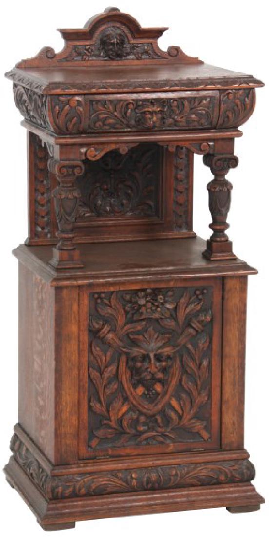 Carved Oak 2 Tier Nightstand (1 of 10)