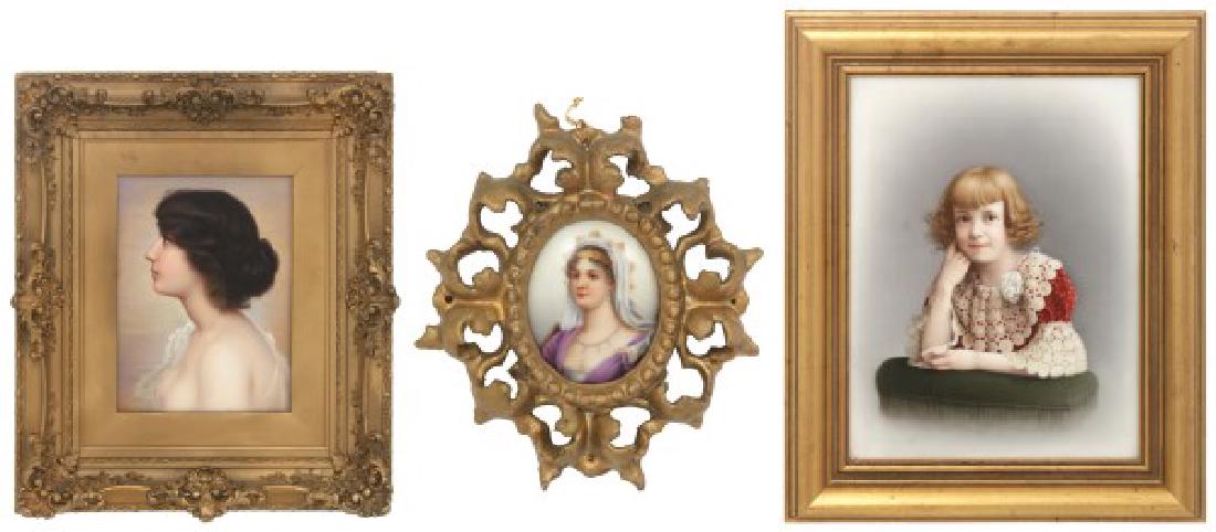 3 Hand Painted Porcelain Portrait Plaques (1 of 10)