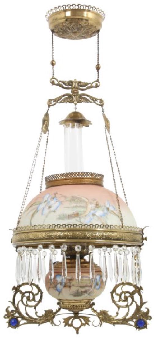 Jeweled Brass Library Pulldown Lamp (1 of 10)