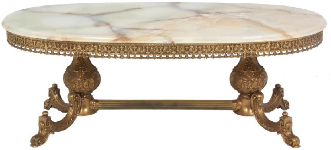 Brass & Onyx Oval Coffee Table (1 of 10)