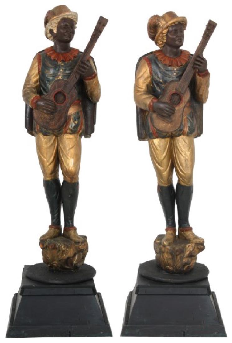 Pr. 66 in. Carved Figural Blackamore Musicians (1 of 10)