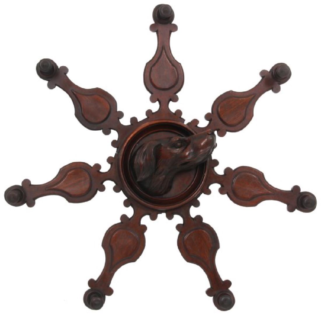 Figural Carved Walnut Dog’s Head Coat Rack (1 of 10)