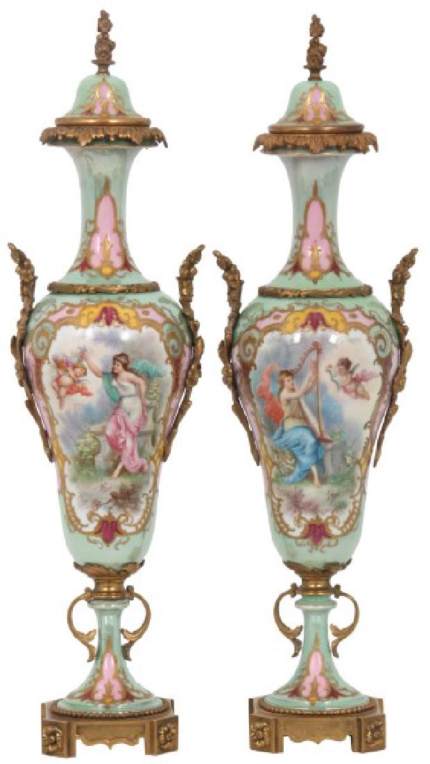 Pr. Sevres Porcelain Chateau Des Tuileries Urns (1 of 10)