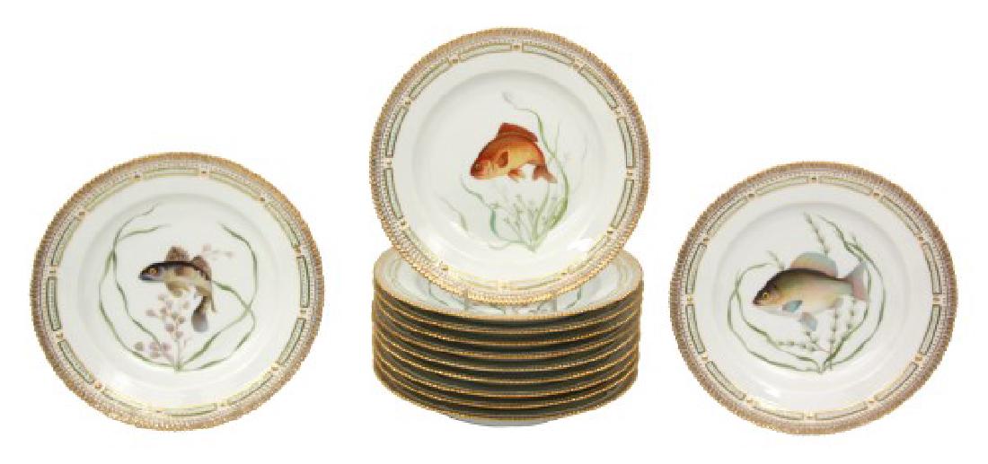 12 Royal Copenhagen Flora Danica Fish Plates (1 of 10)