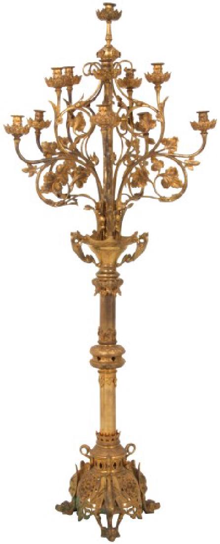 Gothic Gilt Bronze Floor Standing Candleabra (1 of 10)