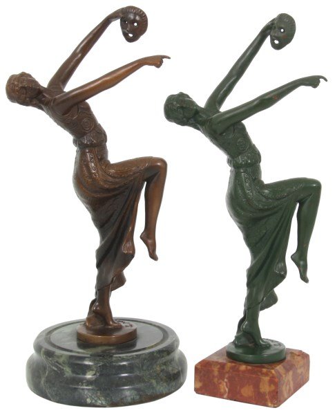 2 Joe Descomps Bronze Figural Dancer Sculpture (1 of 10)