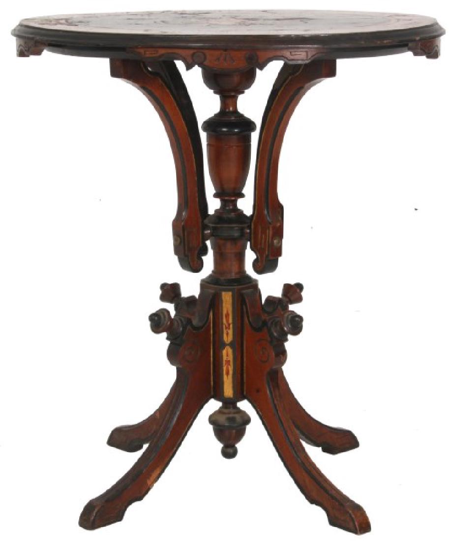 Inlaid Gothic Walnut Plant Stand (1 of 10)