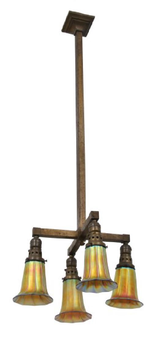 Brass 4 Light Fixture With Steuben Shades (1 of 10)