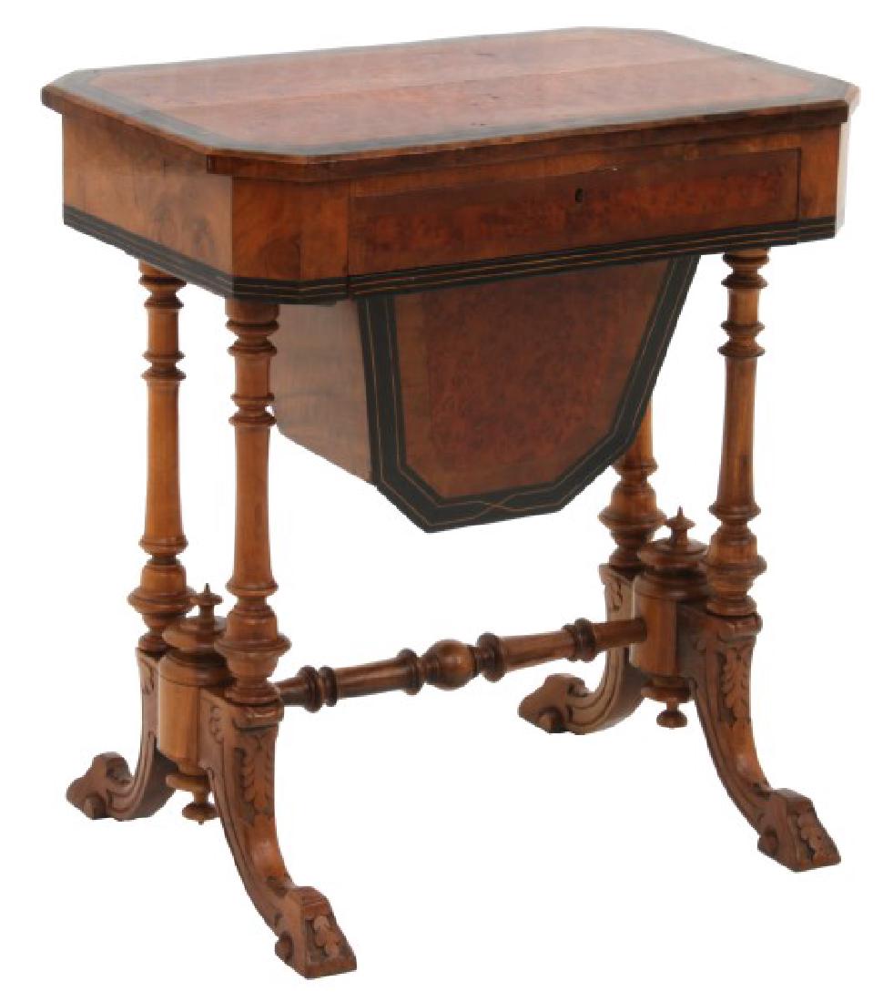 Carved Walnut 2 Dwr. Sewing Stand (1 of 10)