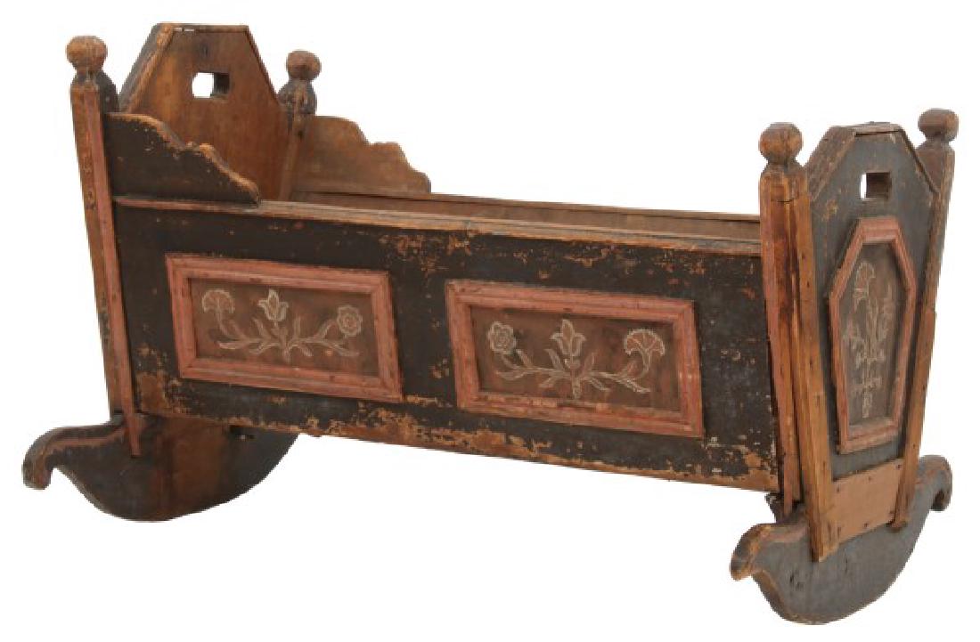 Pine Paint Decorated Cradle (1 of 10)