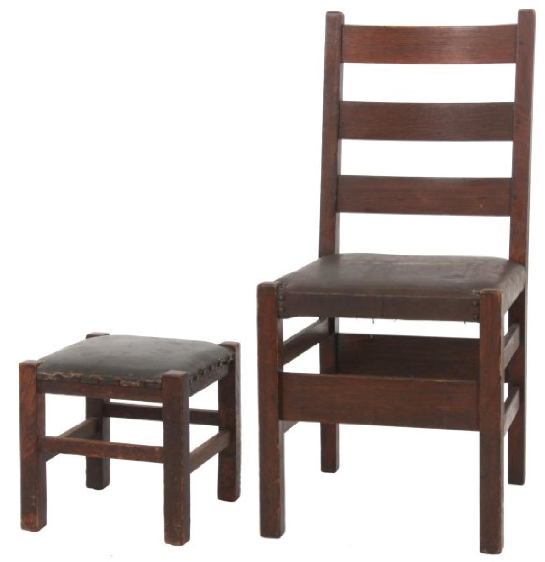 Oak Arts & Crafts Chair & Footstool (1 of 10)