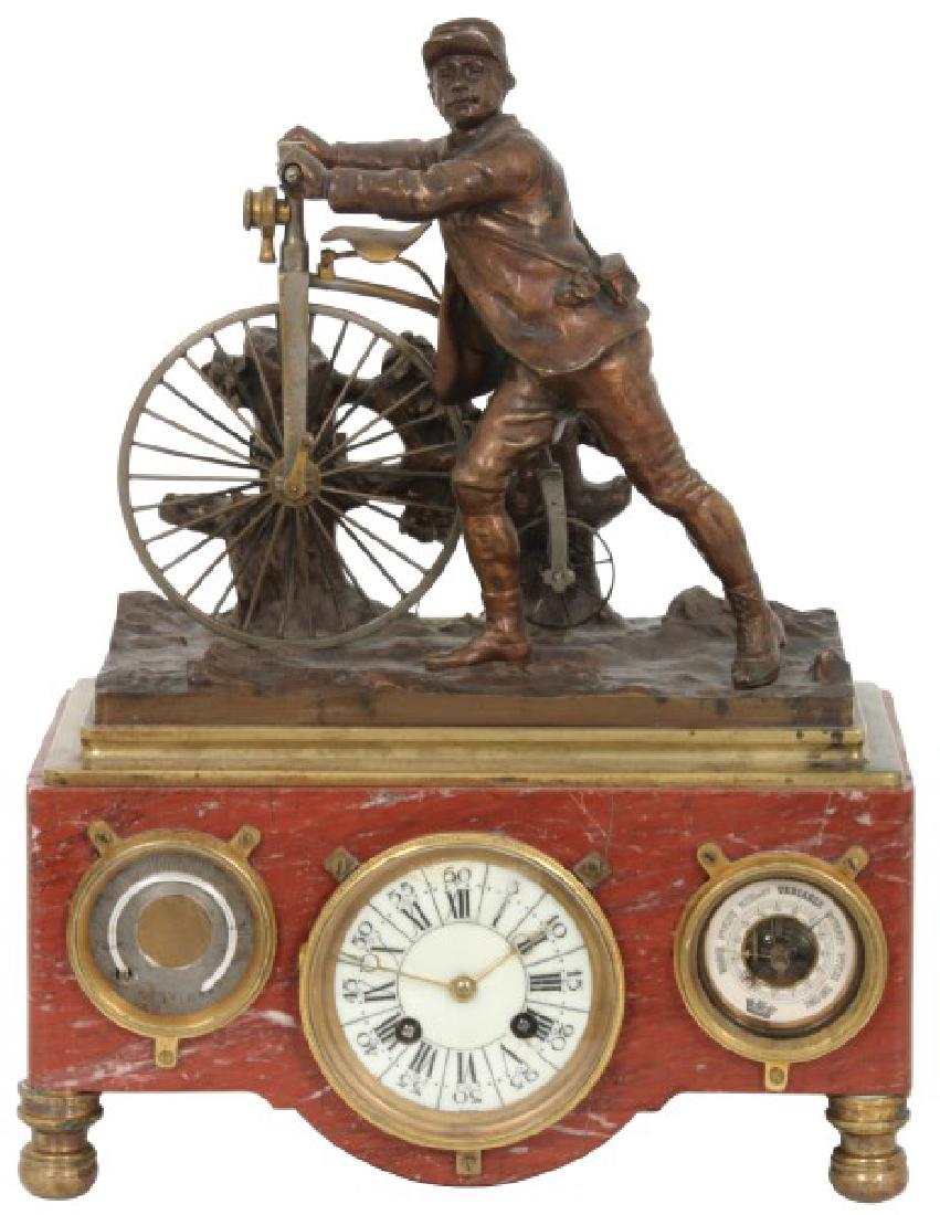 French Industrial Animated Cyclist Mantle Clock (1 of 10)