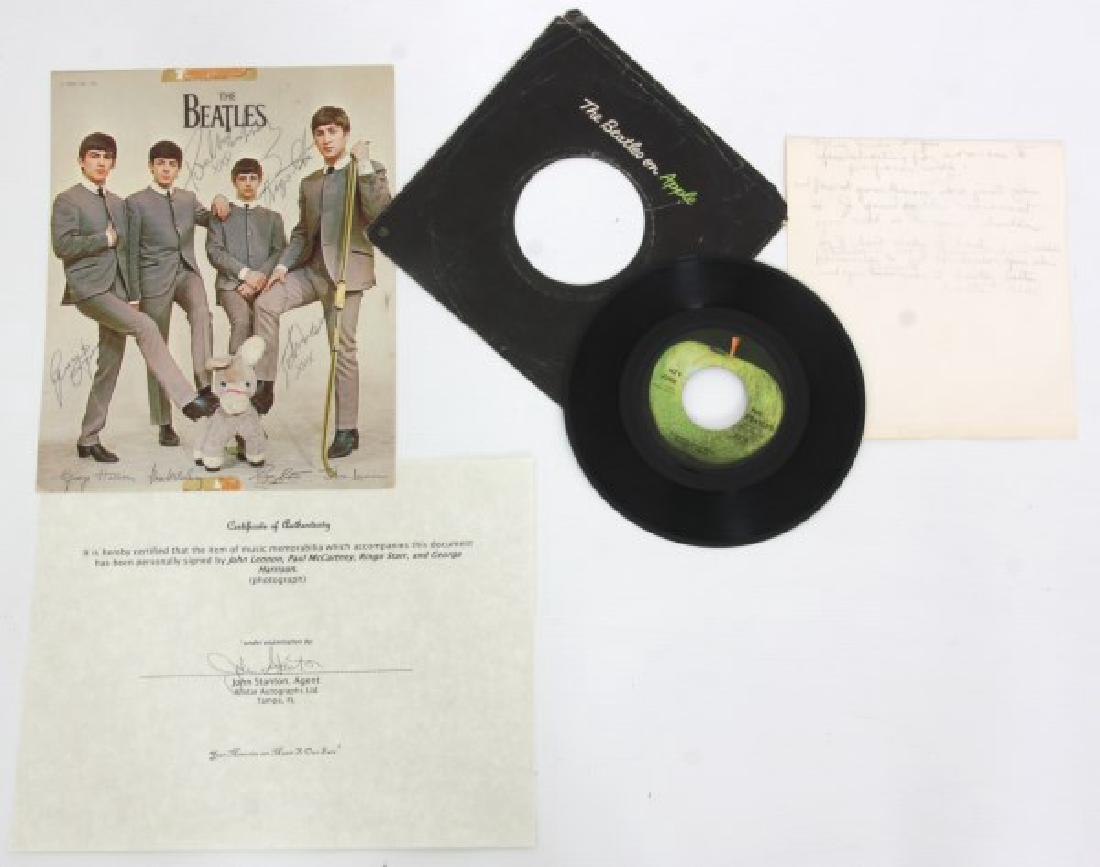 Hand Signed Beatles Photo With Record (1 of 9)